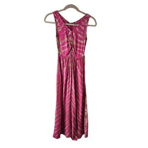 YFB‎ Pink Tie Dyed SzS. Young Fab Broke Maxi Flamenco Savannah Wash Silt dress.